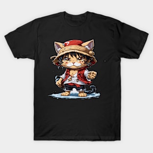 Cat and one piece T-Shirt